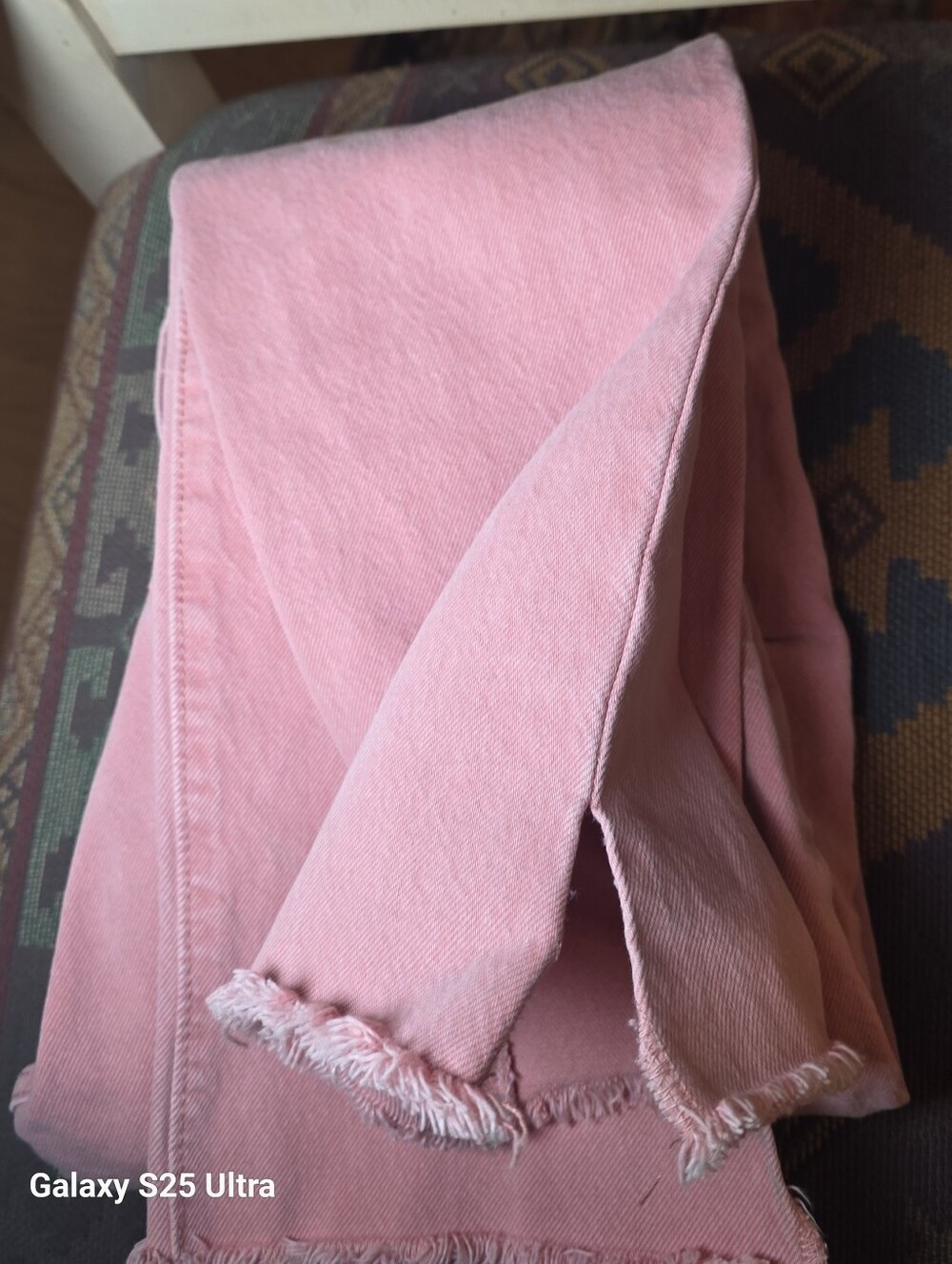 Levi's 501 Cropped Straight Leg Jeans Scraped Pale Mauve Pink 24x30 EUC - Picture 14 of 15